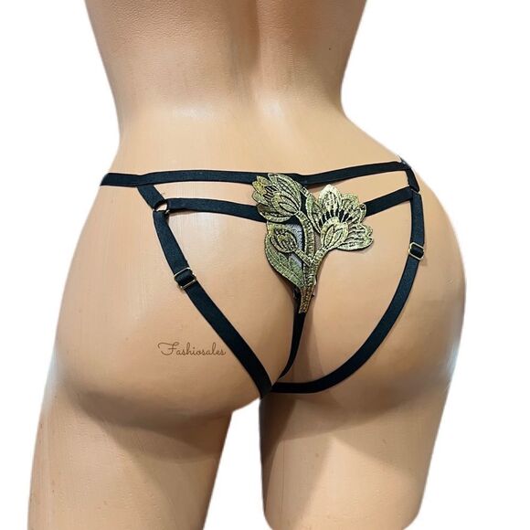 Victorias Secret Very Sexy Band of Lovers Gold Details Caged Bikini panty black - Picture 7 of 8